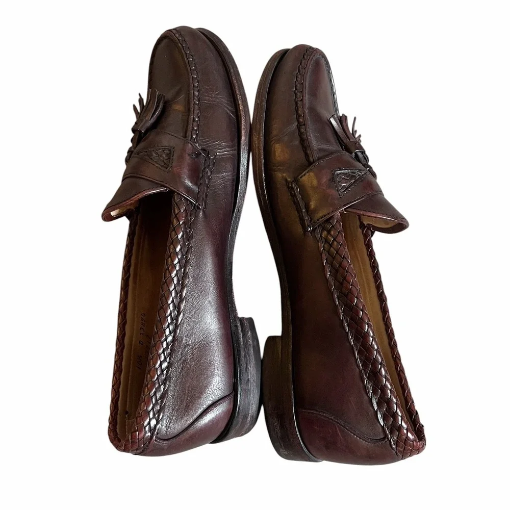 Allen Edmonds Maxfield Tassel Loafers Mens 10.5 D 47717 Dark Brown Red Leather